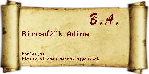 Bircsák Adina névjegykártya